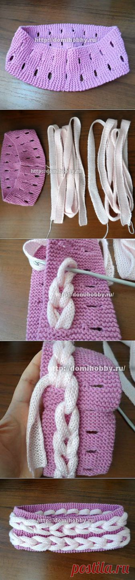 Вязание повязки на голову с накладными косами