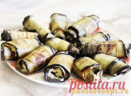Рулетики из баклажанов с сыром и чесноком - пошаговый рецепт приготовления с фото