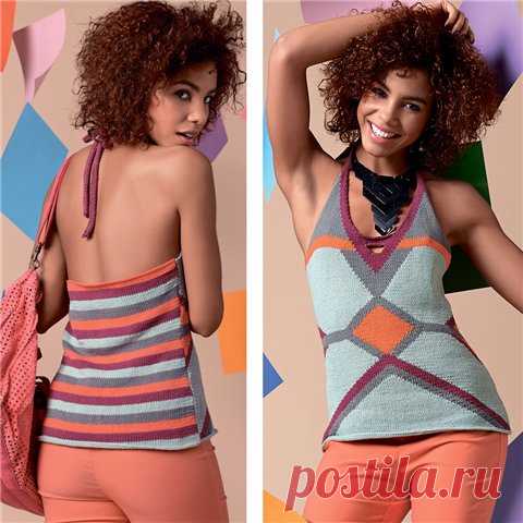 Топ с бретелью и графическим узором