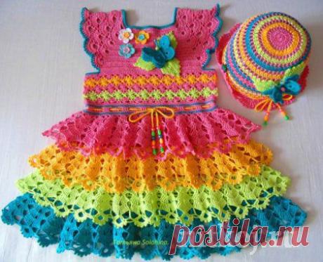 Радужное платьице от Татьяны Солохиной » Ниткой - вязаные вещи для вашего дома, вязание крючком, вязание спицами, схемы вязания