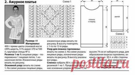 Ажурное летнее платье спицами. Вязаные платья спицами со схемами для женщин | Я Хозяйка