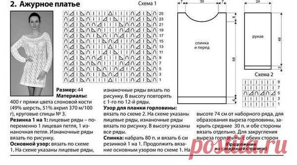 Ажурное летнее платье спицами. Вязаные платья спицами со схемами для женщин | Я Хозяйка