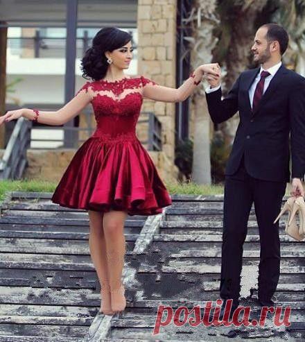 Сексуальный тёмный красный короткая Mini кружево ну вечеринку платье длинный рукав атлас пром платье бальное платье возвращения на родину платья купить на AliExpress