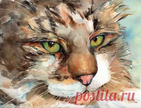 Green Eyes by Maria Reichert Green Eyes Painting by Maria Reichert