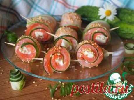 Огуречные рулетики с форелью и сливочным сыром - кулинарный рецепт