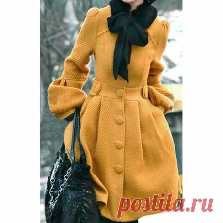 Wholesale Elegant Stand Collar Solid Color Bell Bottom Sleeve Wool Coat For Women Only $39.51 Drop Shipping | TrendsGal.com