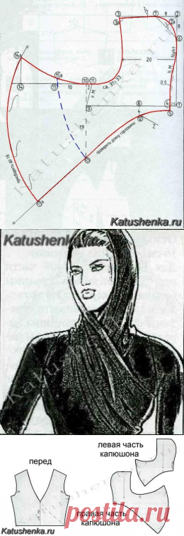 Воротник хомут или капюшон с драпировкой? Два в одном! Выкройка прилагаетсяКатюшенька Ру — мир шитья | Катюшенька Ру - мир шитья