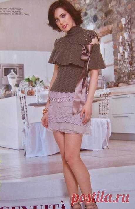 Ажурная вязаная спицами кофточка | razpetelka.ru