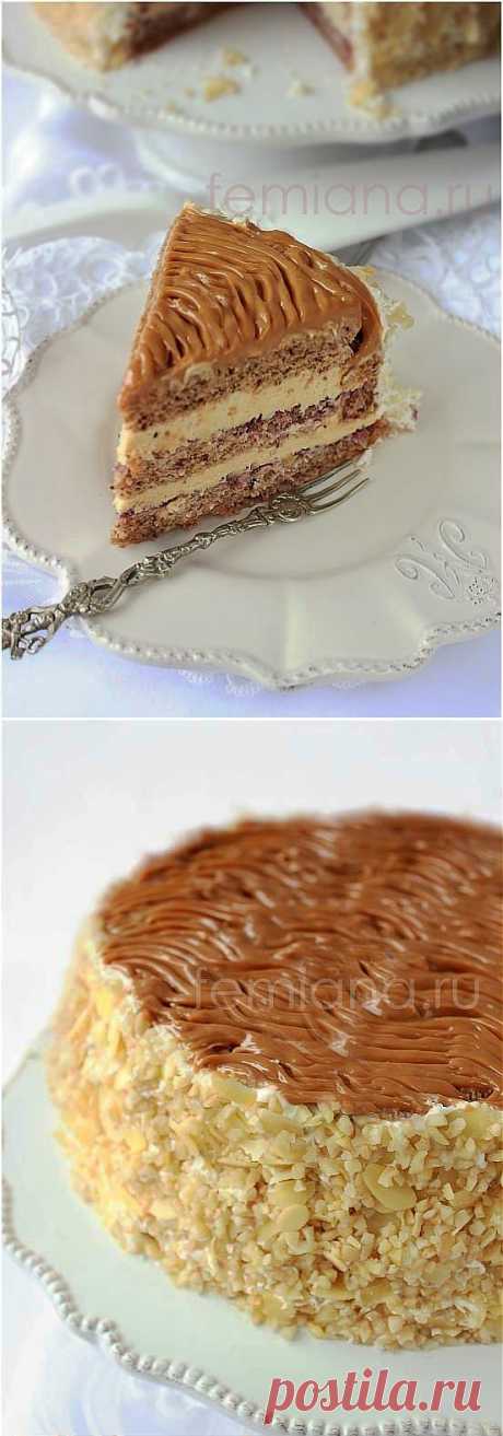 Бисквитный торт с орехами и сливочным кремом на вареной сгущенке | FEMIANA