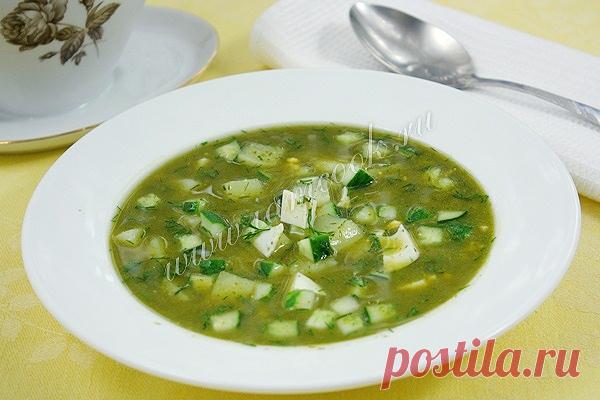 Холодный зеленый борщ с огурцами, рецепт с фото.