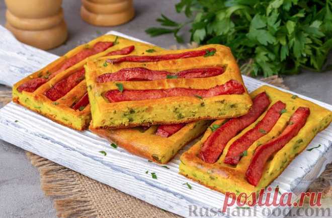 Пирог на простокваше, с колбасой и зеленью на RussianFood.com