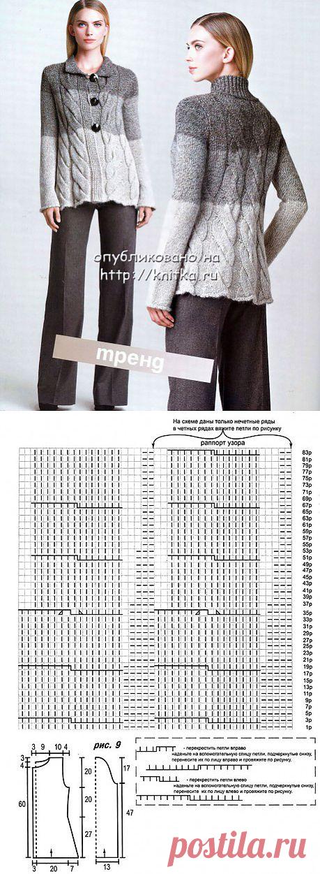 Монохромный жакет, связанный спицами схема и описание работы из рубрики Вязание для женщин. Вязание спицами модели и схемы на kNITKA.ru