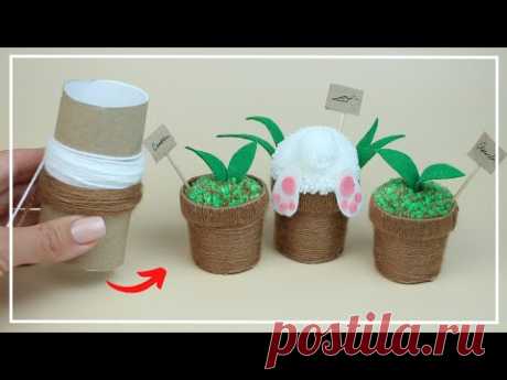 Милый Весенний Декор для Вашего Дома 🌱 Легкая поделка из ниток и втулки ❤ Cute pompom craft