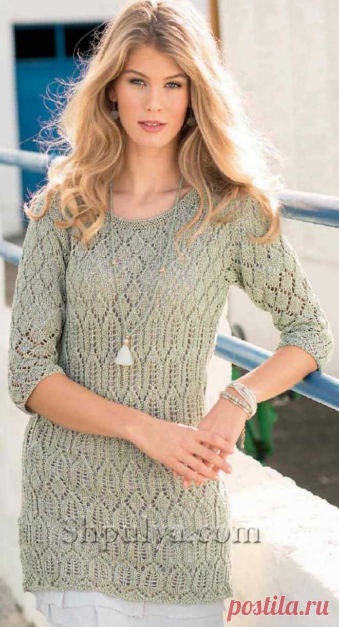 www.SHPULYA.com - Серая туника с ажурным узором