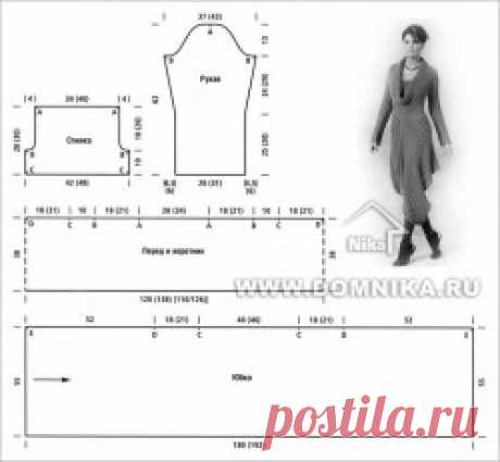 Элегантное вязаное платье спицами