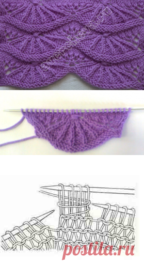большие фестоны спицами | каталог вязаных спицами узоров