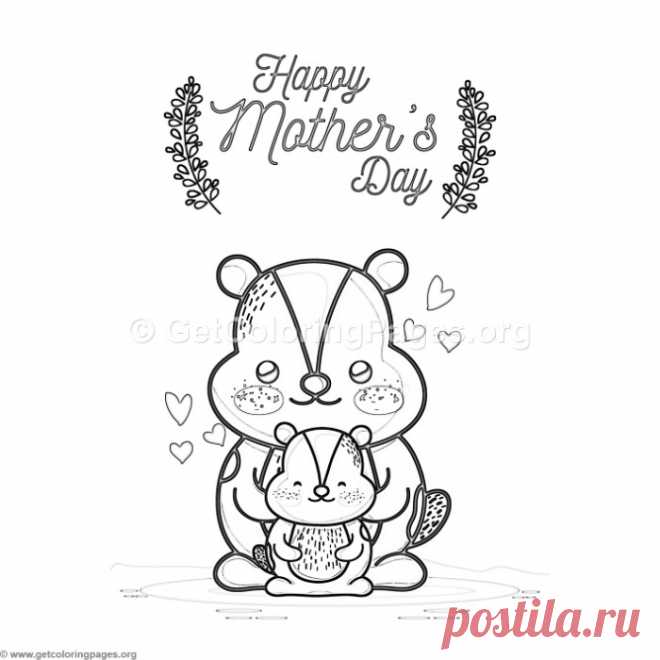 Cute Cartoon Beavers Happy Mother’s Day Card Coloring Pages &#8211; GetColoringPages.org