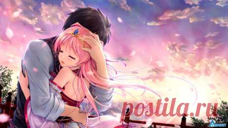 Обои для рабочего стола Парень обнимает длинноволосую девушки, игра Tsukisome no Kouki, Sen no Hatou Обои Парень обнимает длинноволосую девушки, игра Tsukisome no Kouki, Sen no Hatou - большая фотография или картинка, для размещения на рабочем столе стационарного компьютера, ноутбука или смартфона