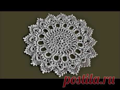 Круглая салфетка крючком. Вязание салфетки. Салфетка крючком. Часть 1. (crochet doily. P. 1)