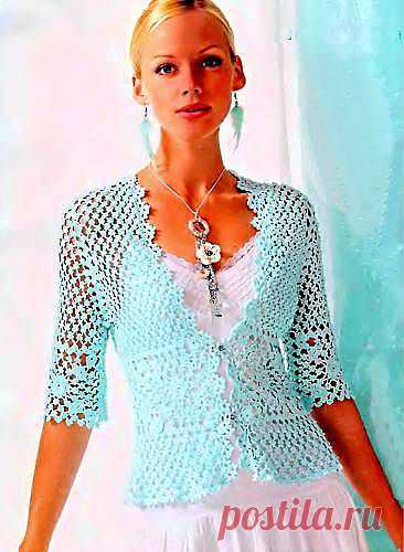 Ажурная кофточка. Схема вязания крючком. - Схемы вязания кофты - Схемы для вязания - Уроки вязания крючком - Вязание крючком, мотивы, схемы для вязания крючком