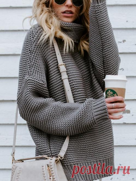 High-neck Long Sleeves Knitting Sweater Tops – uoozee