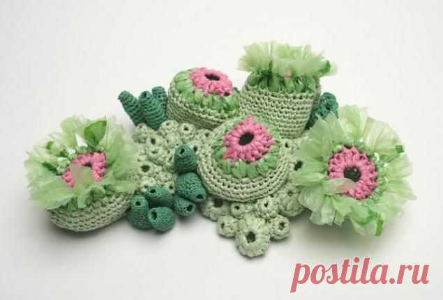 Морские обитатели столбиком с накидом - Ярмарка Мастеров - ручная работа, handmade