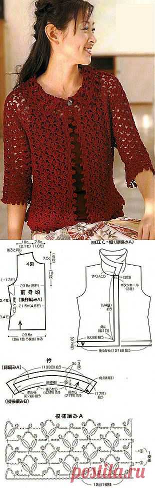 Ажурный жакетик крючком