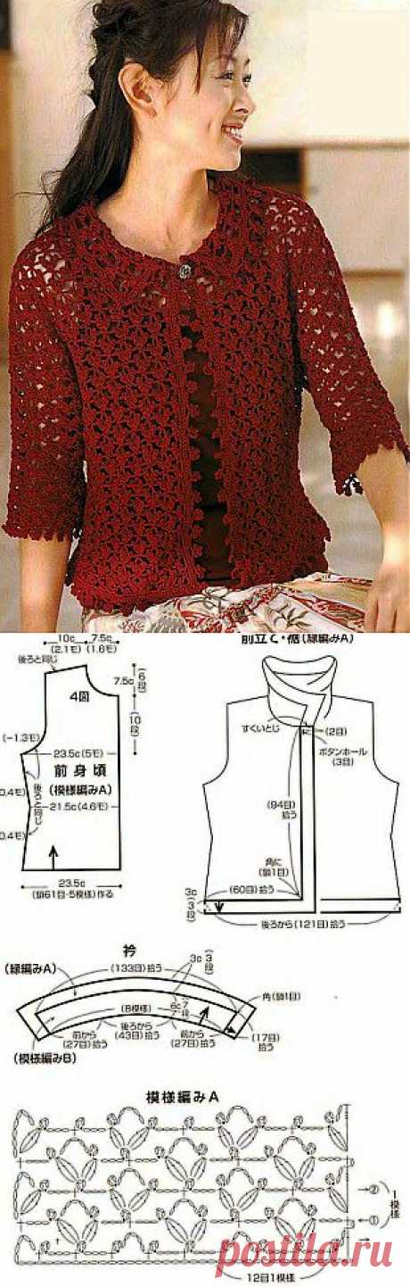 Ажурный жакетик крючком