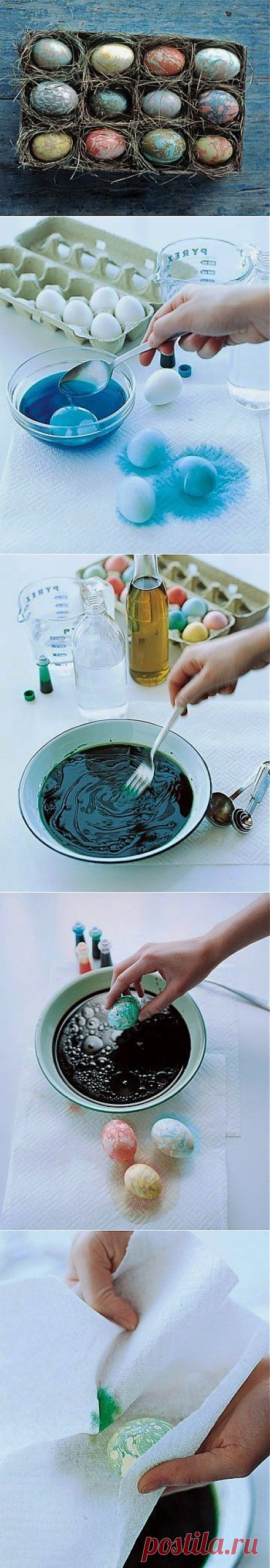 Мраморные пасхальные яйца. / Интересные идеи декора