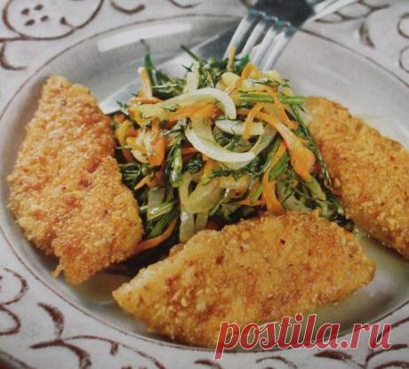 Филе морского окуня под грецкими орехами