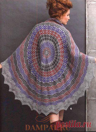 Большая круглая цветная шаль с ажурной каймой. Спицами. / DAMские PALьчики. ru