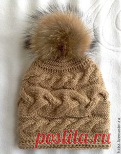 Шапки ручной работы. Шапка доя девушки с меховым помпоном.. Лена Аксёнова .Шапочки SofinaBear. Ярмарка Мастеров. Шапка для девушки
