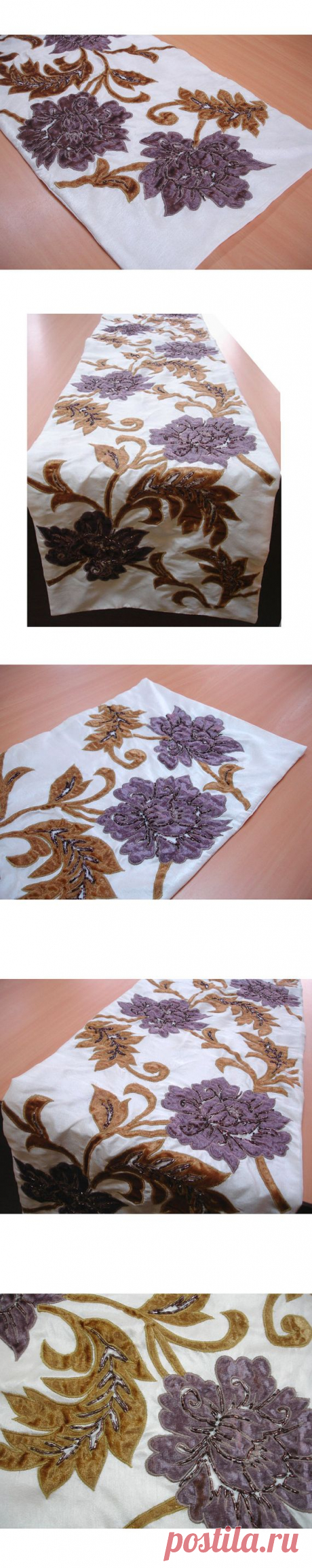 Beaded Table Runner Ivory Blossoms Applique от TheHomeCentric