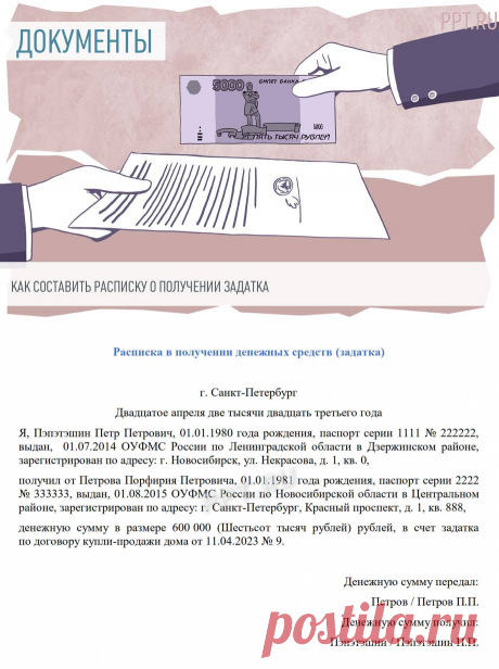 Образец расписки в получении задатка за квартиру в 2023 году. Расписка о получении задатка за дом