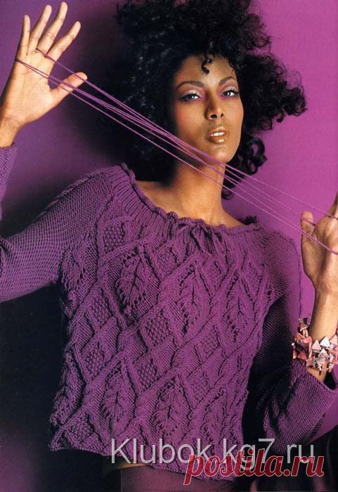 Джемпер с рукавами-реглан и кулиской по горловине | Клубок