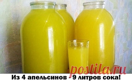 Из 4 апельсинов - 9 литров сока!
Сок апельсиновый!!!
4 апельсина вымыть, обдать кипятком (чтобы снять воск и убрать горечь), насухо вытереть, положить на 2 часа в морозилку, а лучше на ночь. Порезать и пропустить через мясорубку. Залить получившуюся массу тремя литрами холодной кипяченой воды (я использую воду из фильтра), дать настояться около 10 минут.
Процедить через дуршлаг (чтобы ушли крупные частицы), потом процедить через мелкое сито, или через марлю, сложенную в 5-...