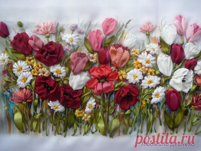 Gallery.ru / Фрагмент вышивки - Вышивка лентами, часть 2 - silkfantasy