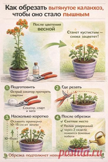 Как обрезать вытянутое каланхоэ
