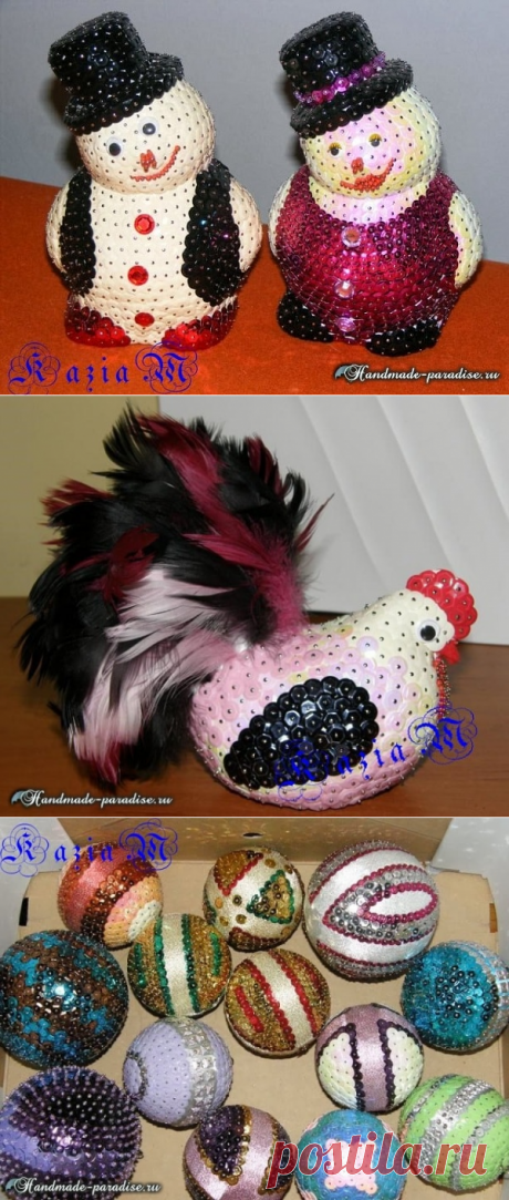 Петушок к Новому году из пайеток - Handmade-Paradise