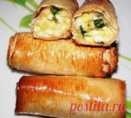 Пирожки из лаваша с яйцом и зеленым луком — Золотые рецепты