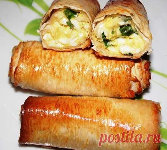Пирожки из лаваша с яйцом и зеленым луком — Золотые рецепты