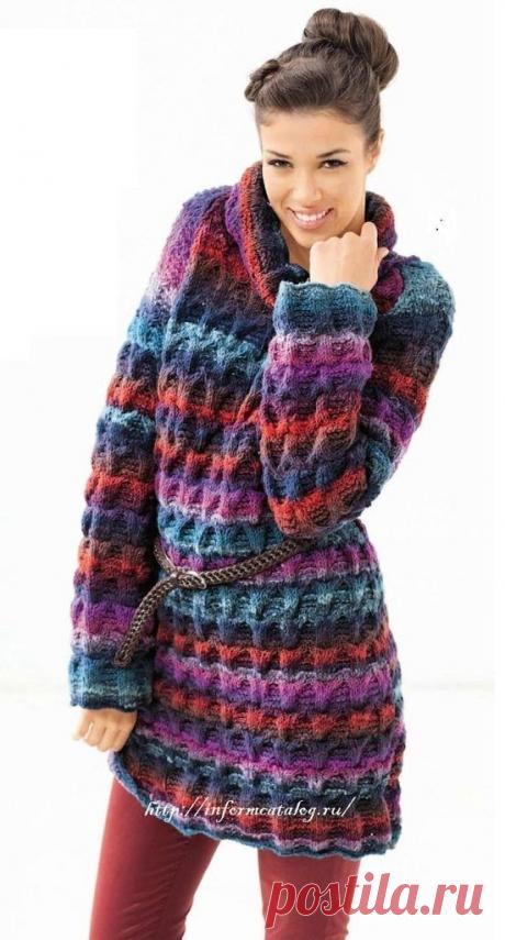 Разноцветный Меланжевый Пуловер Спицами | Ниточка