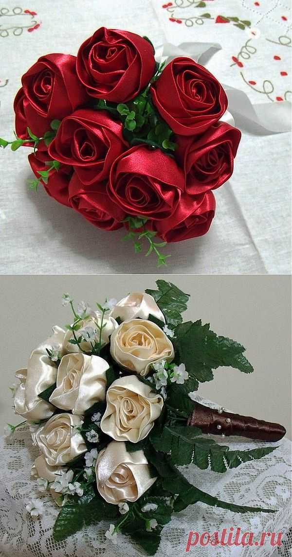 Розы из ткани..