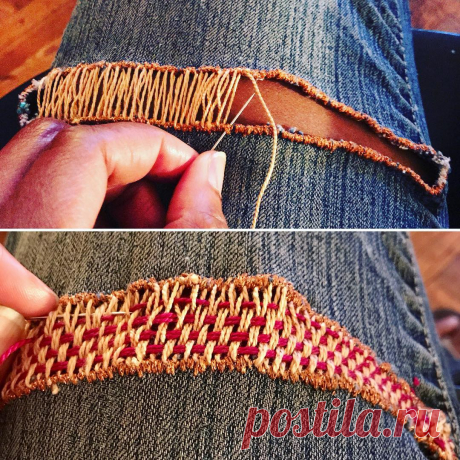 BronxChampion в Instagram: «Needle weaving is a great way to make an “instant” fabric patch or fill in. Use your body for best tension. And don’t worry about perfect…» 137 отметок «Нравится», 15 комментариев — BronxChampion (@saharabriscoe) в Instagram: «Needle weaving is a great way to make an “instant” fabric patch or fill in. Use your body for best…»