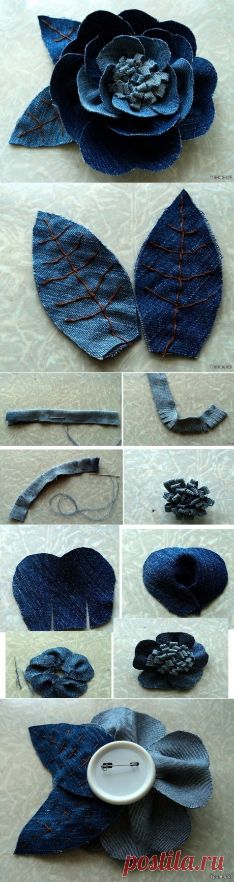 Джинсовая роза — Сделай сам, идеи для творчества - DIY Ideas