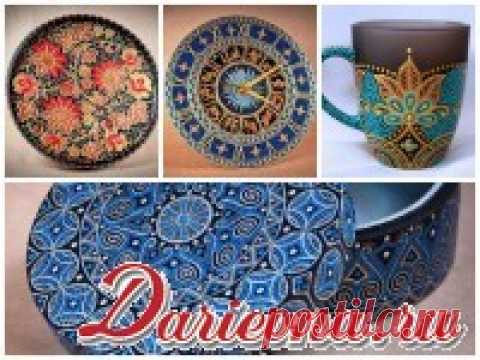 Точечная роспись - несколько проектов для начинающих мастеров. Декорируем футболку, органайзер и стеклянные кружки.