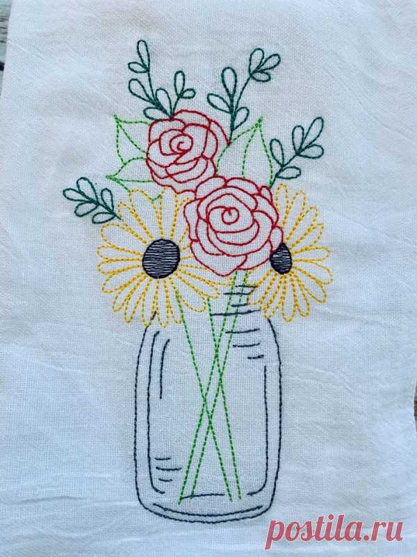 Sketch Mason Jar With Roses Exclusive – 4 X 4, 5 X 7 And 6 X 10 7E2