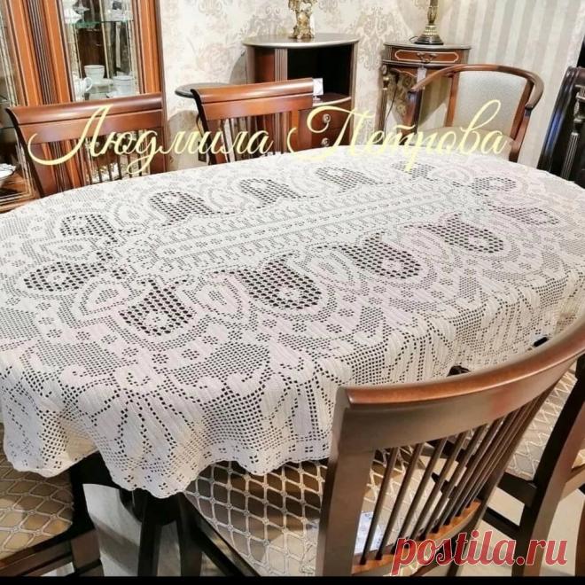 Скатерть Нежность +схема | Скатерти Людмилы Петровой | Дзен