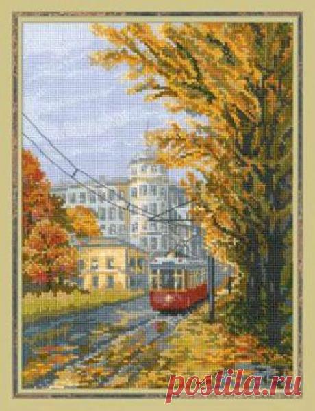 Фабрика Пряжи :: RIOLIS Сотвори сама (Пейзажи) :: №1153&quot;Осень в городе&quot;