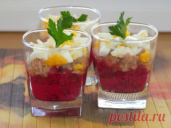 Закуска из свеклы и консервированного тунца